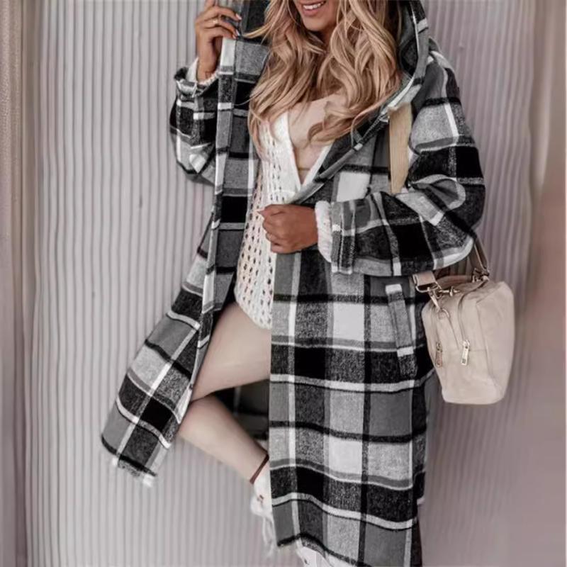 Wool Padded Coat with Check Pattern | Damen Mäntel und Trenchcoats Kleidung Damen